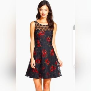 Betsey Johnson zipper floral pokadot dress size 6